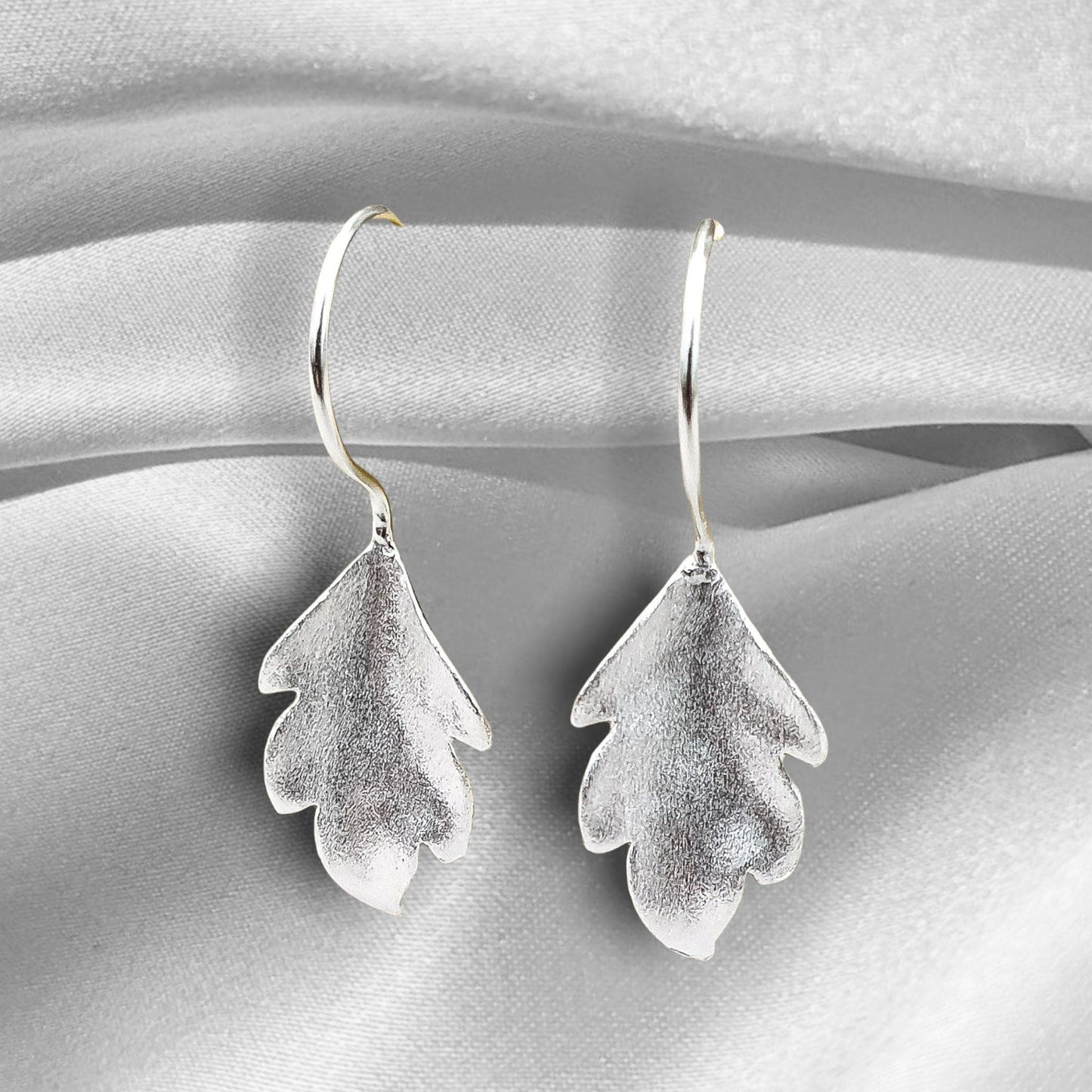 Feuilles d'automne Boucles d'oreilles en argent - Boucles d'oreilles 3D 925 Sterling Matt Feuilles - EPEA925-30
