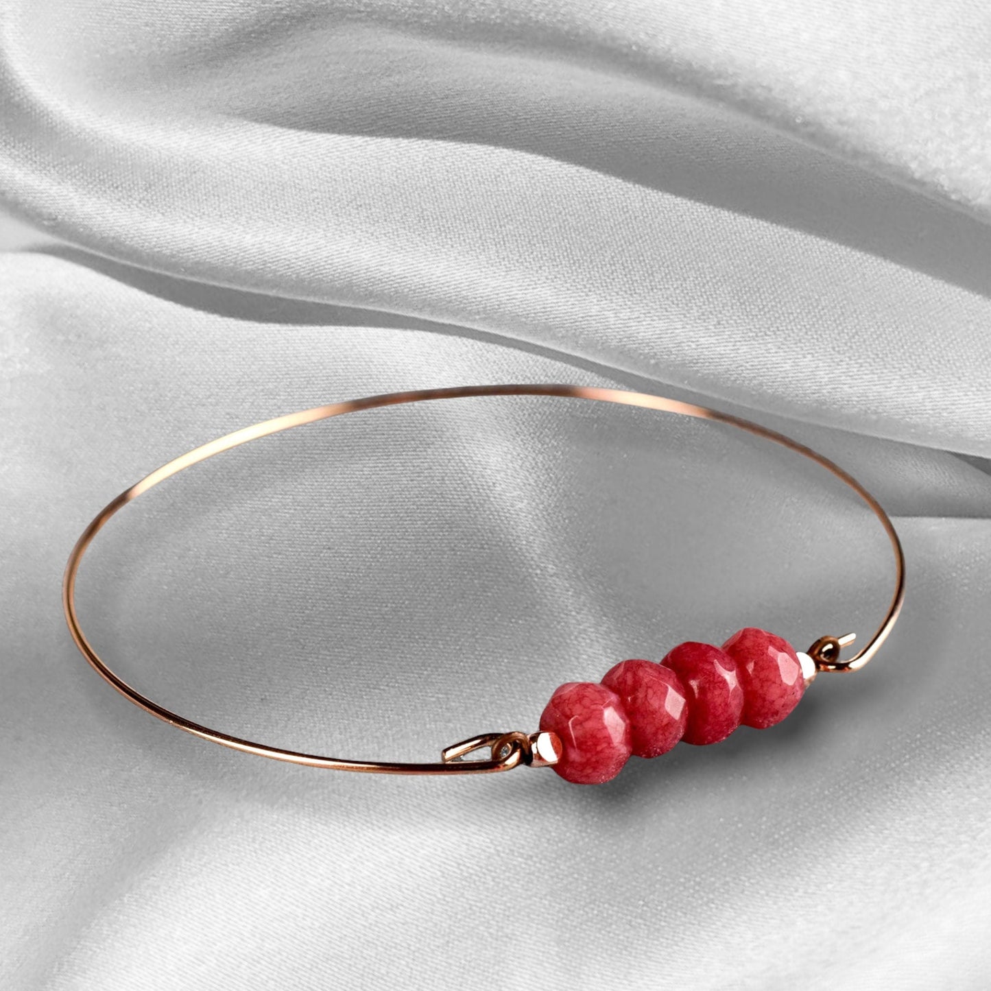 Jade Rondelle Bangle - Bijoux de pierres précieuses rouges en plaqué or Rosegold - Retars 47