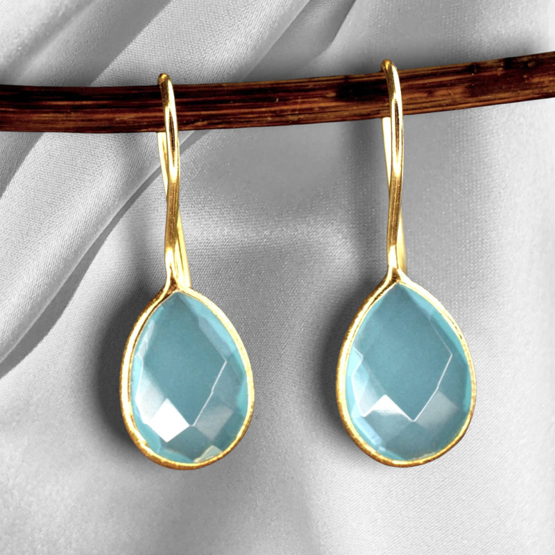 Aquamarin Gold boucles d'oreilles-925 Sterling Golan Edelstein Luxureuse Edelstein-boucles-OHR925-87