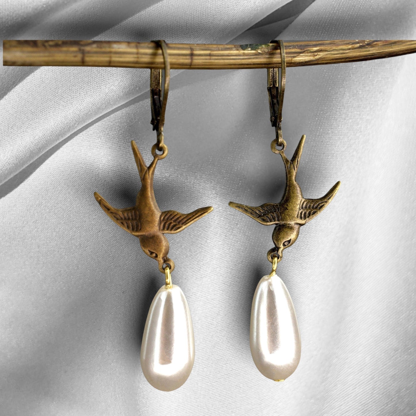 Boucles d'oreilles perles de perles de vol - Bijoux rétro nostalgiques - VinoHR-63