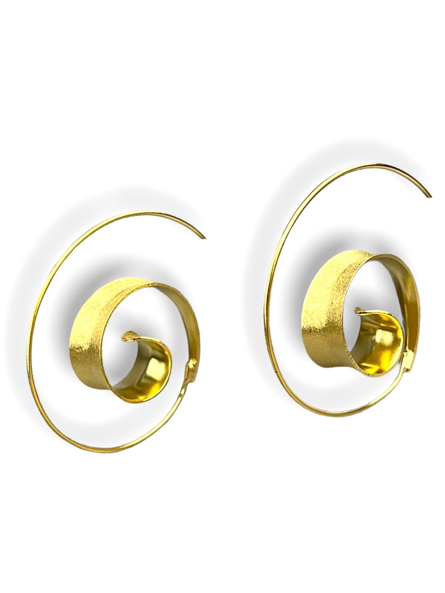 Boucles d'oreilles en spirale dorées - 925 sterling or plaqué or créole luxueux boucles d'oreilles élégantes EPA925-70