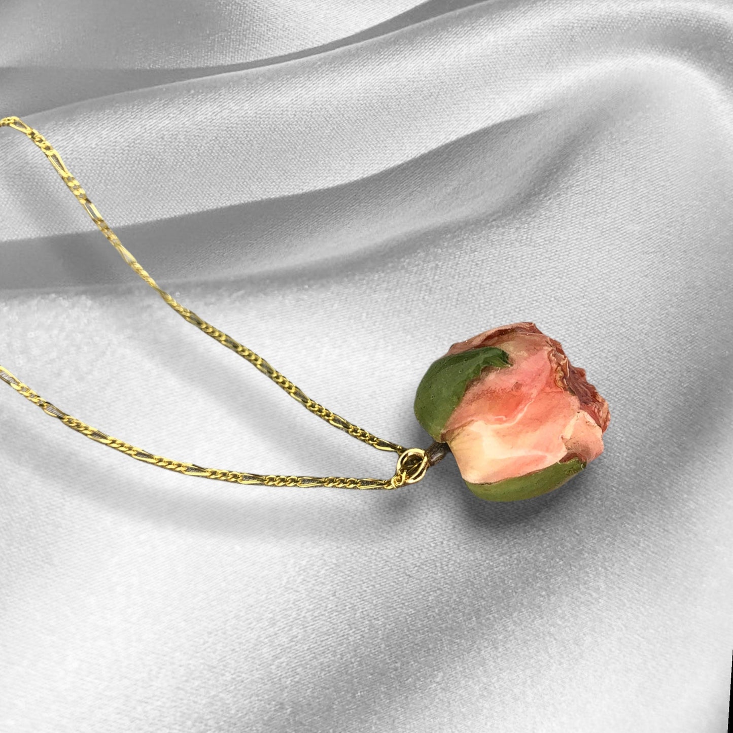 Véritable chaîne de nez de rose - collier doré de 925 sterling avec rose - k925-61