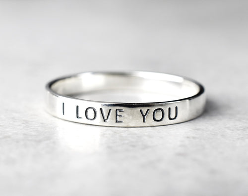 JE T'AIME! Bague en argent sterling 925 (Unisexe)