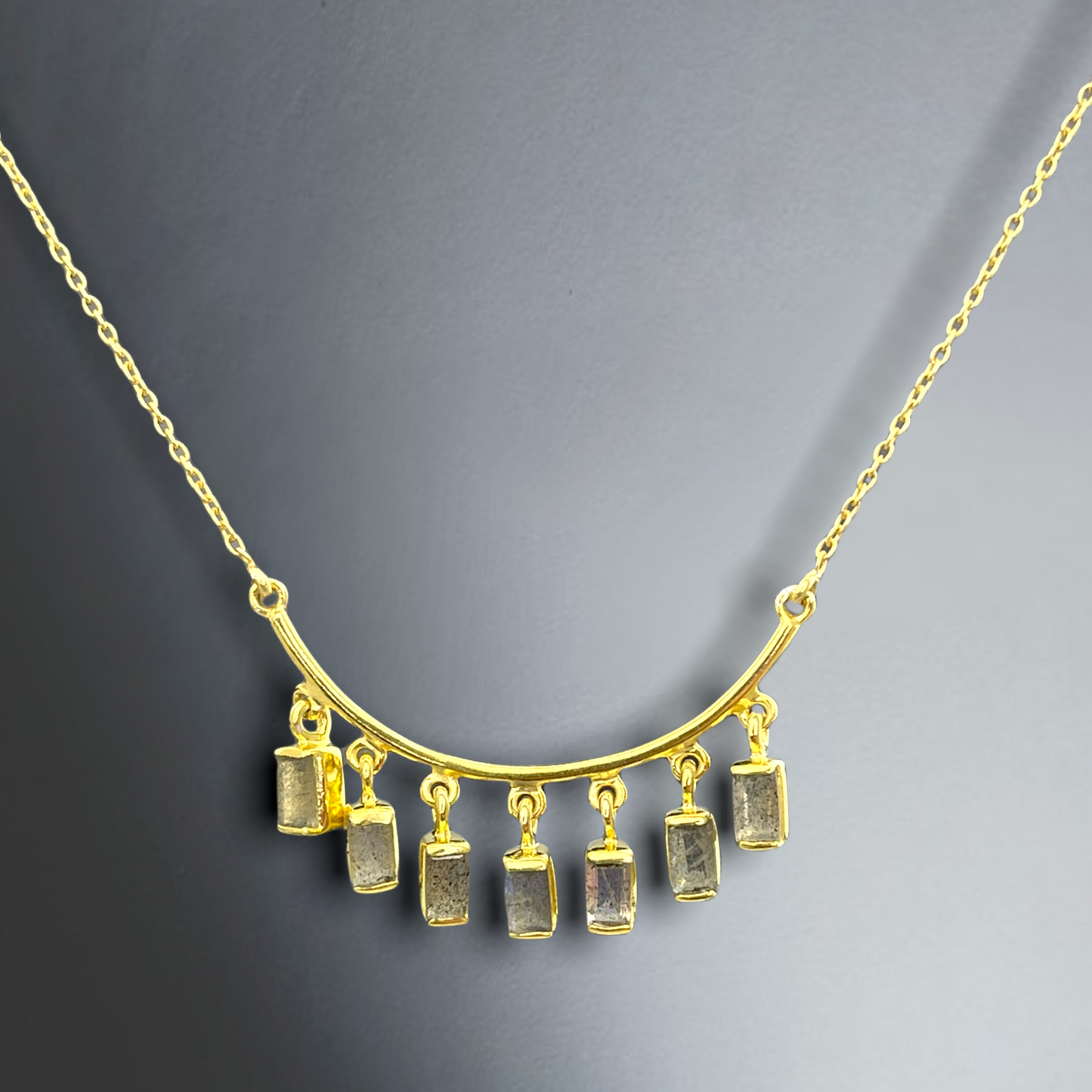 Collier de pierres précieuses multi-labradorites - bijoux luxueux en plaqué or sterling 925 - K925-121