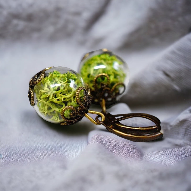 Véritables boucles d'oreilles Moos - Boucles d'oreilles végétaux de l'île verte - Vinohr-17