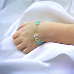 Multi Edelstein Armband - 925 Sterling Gold vergoldet mit Peridot, Aquamarin, Chalcedon und Mondstein - ARM925-15