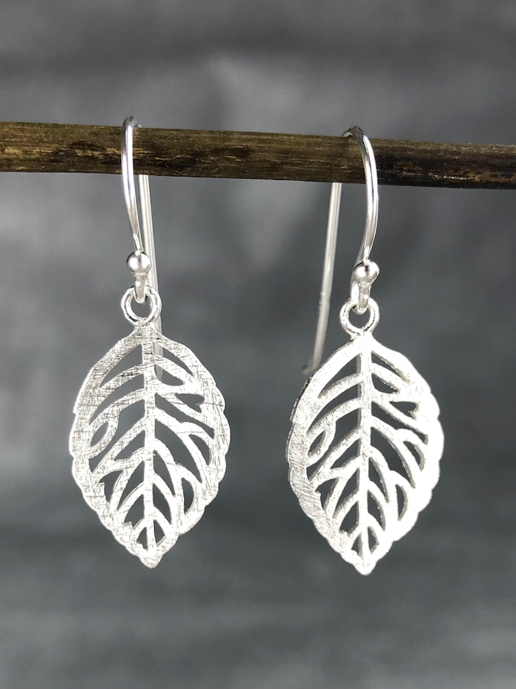 925 Sterling boucles d'oreilles "feuilles d'argent"-OHR925-12