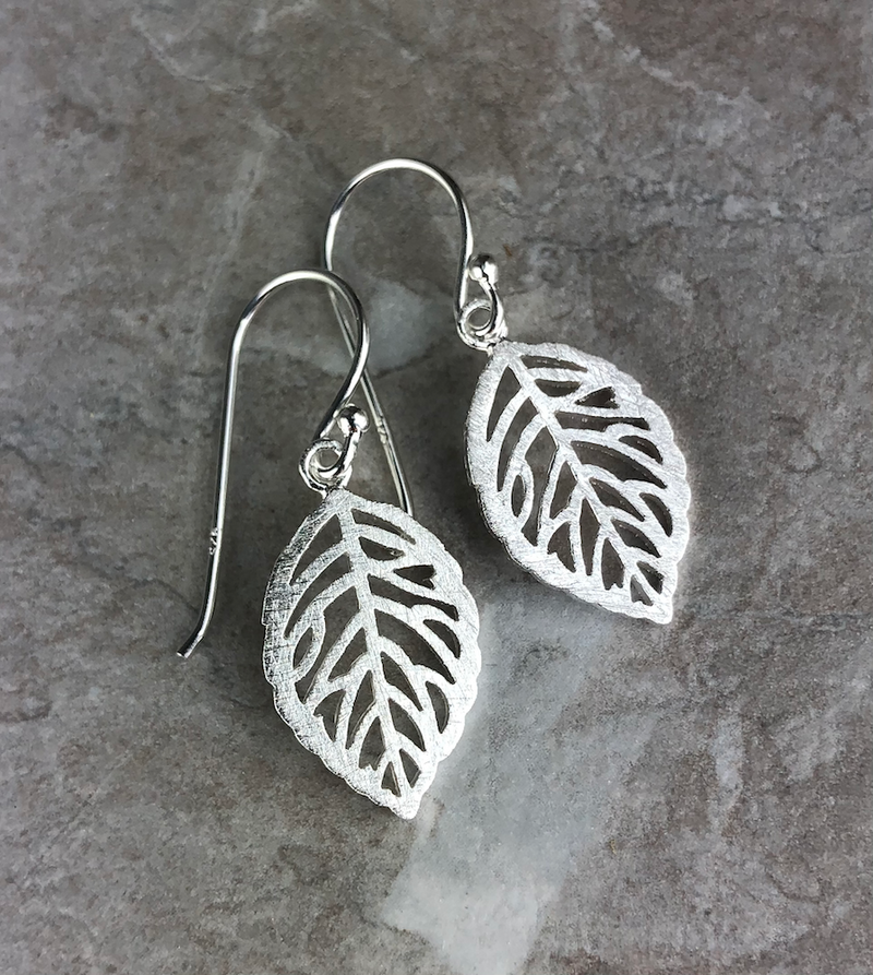 925 Sterling boucles d'oreilles "feuilles d'argent"-OHR925-12