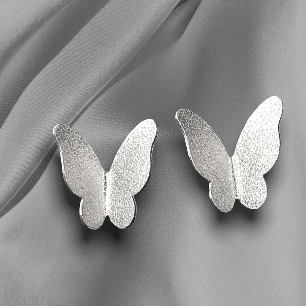 Boucles d'oreilles mini papillons - Boucles d'oreilles en argent sterling minimaliste 925 - EAR925-73