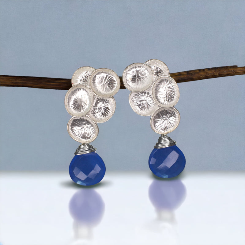 Pierre Edelstein boucles d'oreilles avec chcedon "gouttes de pluie"